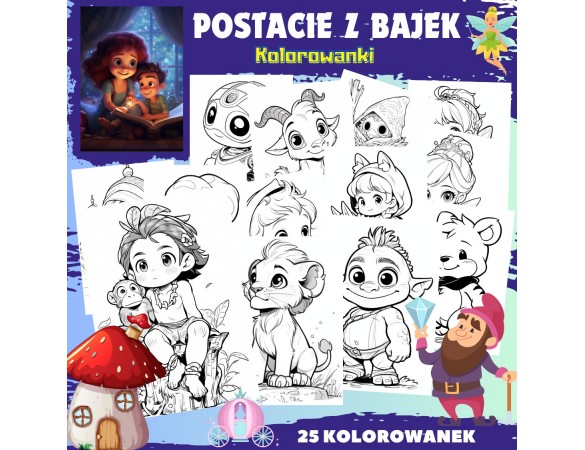 POSTACIE Z BAJEK - Kolorowanki